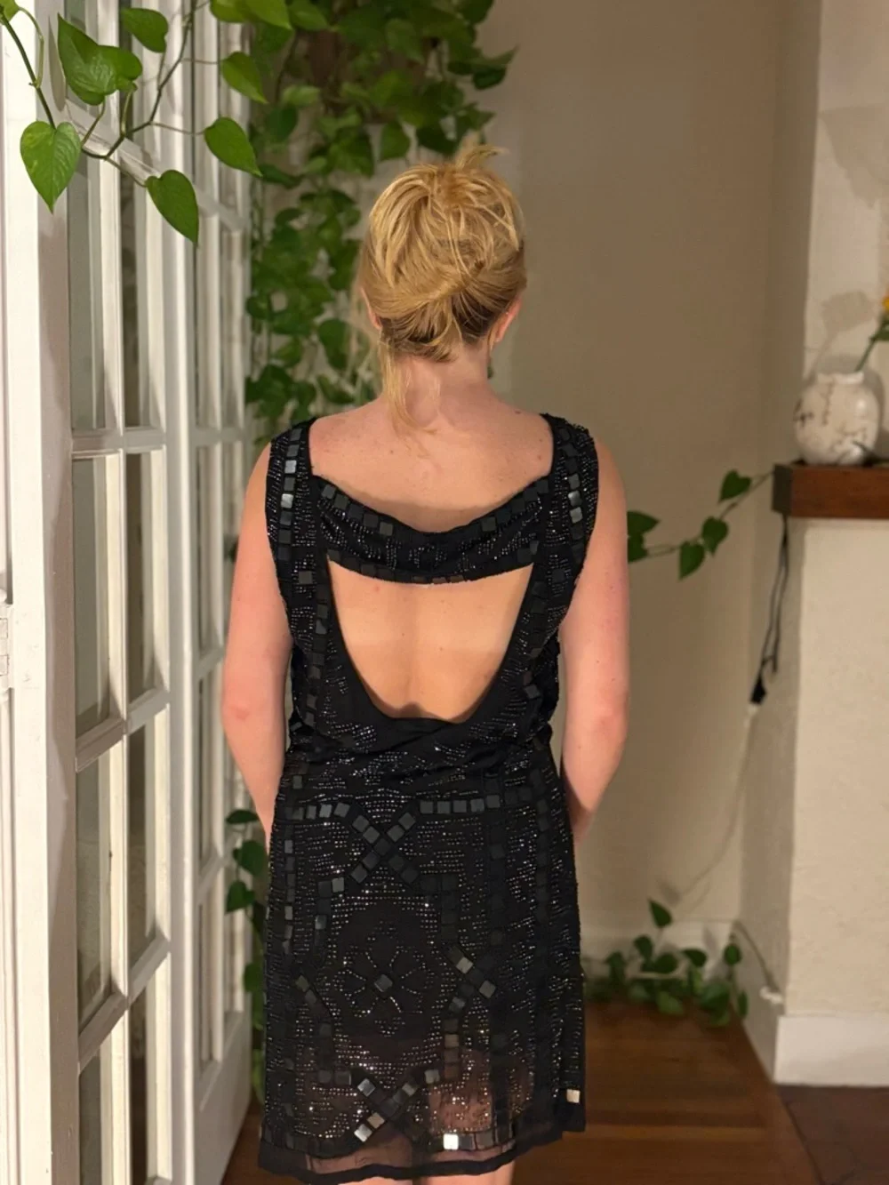 Free People Black Beaded Open-Back Midi Dress - Picture 3 of 4